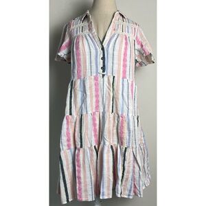 Anthropologie Georgina Tiered Striped Shirt Dress